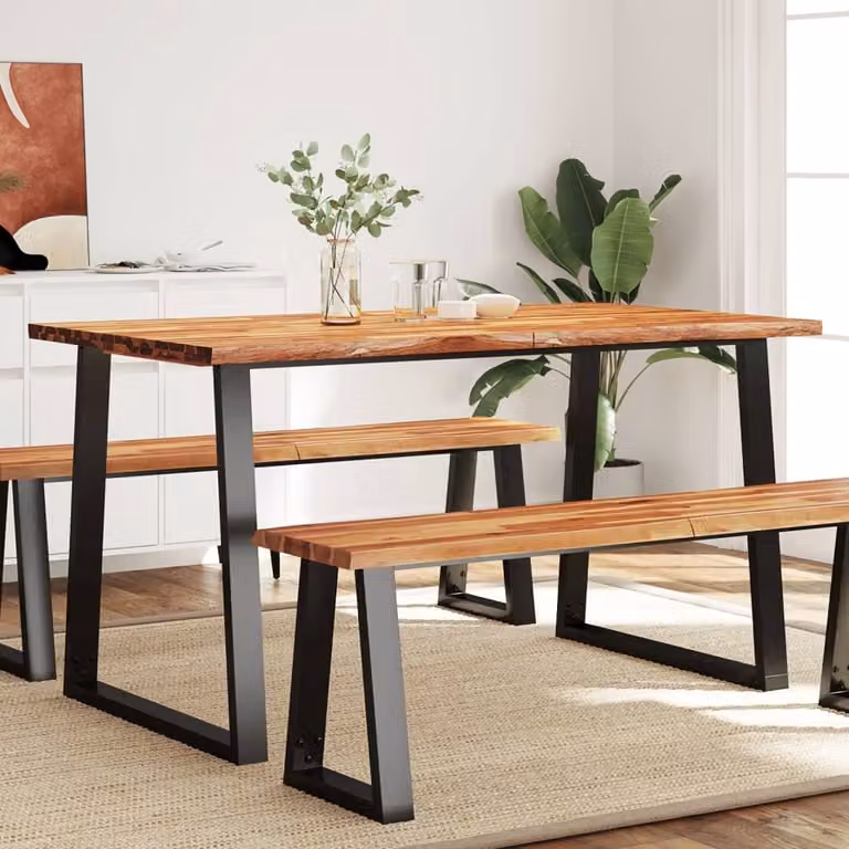 Maison Exclusive - Tavolo da pranzo con bordo in legno massello di acacia, dimensioni 140x80x75 cm