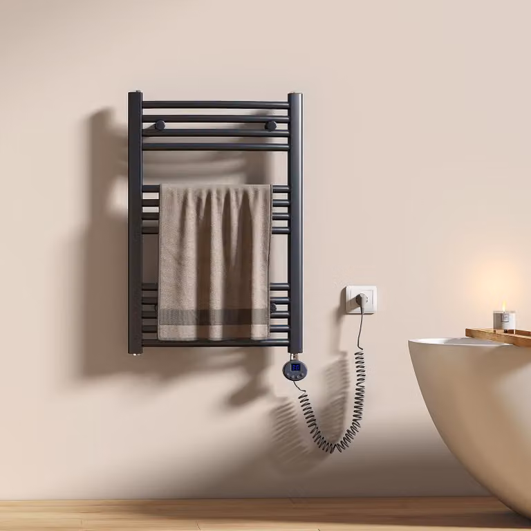 EMKE Scaldasalviette elettrico 75X50cm 300W antracite curvo Radiatore da bagno Controllo Wi-Fi Termostato intelligente Scaldasalviette