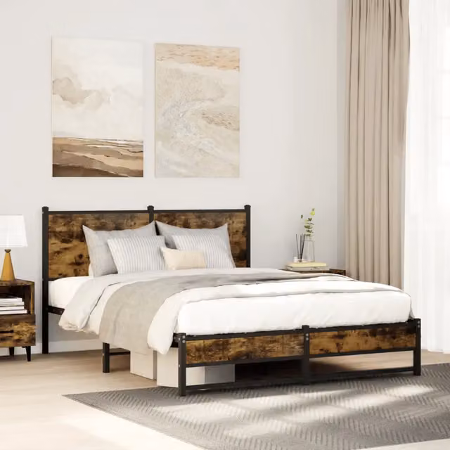 Giroletto vidaXL in metallo e legno colore marrone L: 137 cm, P: 190 cm – 1