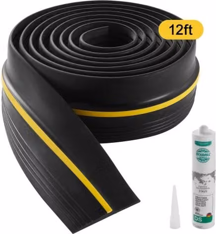 Striscia di tenuta universale per fondo porta del garage VEVOR, impermeabile e autoadesiva, Nero, Lunghezza: 3,86 m