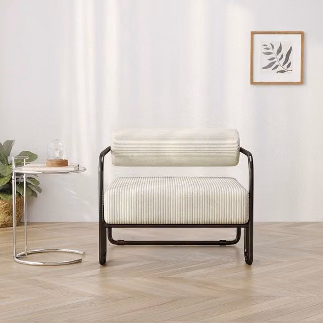 Poltrona Lounge ¨C Xylo ¨C Velluto a Coste, Struttura in Metallo Nero, 68.5x73x70.5