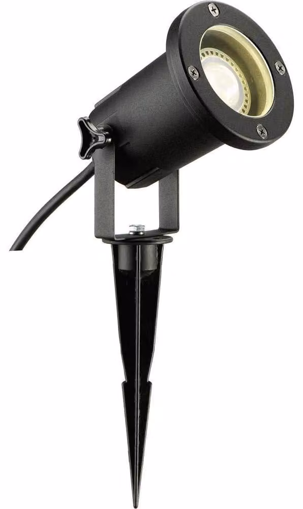 Fare esterno a LED con picchetto da terra, attacco GU10, grado di protezione IP65, cavo da 1,5 metri, alluminio, colore nero