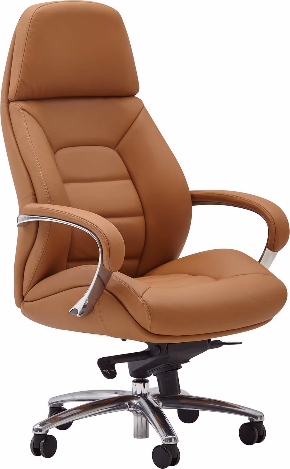 Sedia da ufficio di design coprisedia in vera pelle caramello fino a 120 kg | Amstyle