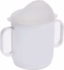 Bicchiere per bambini Cosmoplast con coperchio e due manici, Bianco, 250 ml