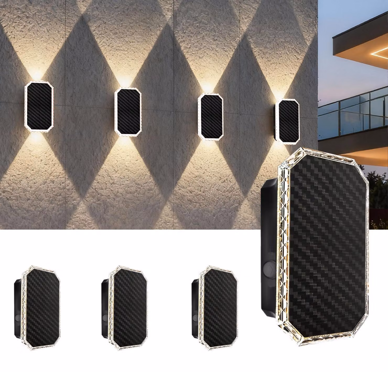 Set di 4 luci solari a LED per esterni, con 3 colori, grado di protezione IP65, adatte per recinzioni e terrazze