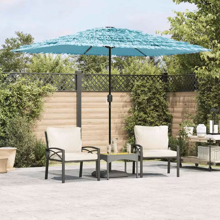 Ombrellone da giardino vidaXL in poliestere con palo centrale in acciaio, colore blu turchese, L: 300 cm, P: 200 cm, H: 250 cm