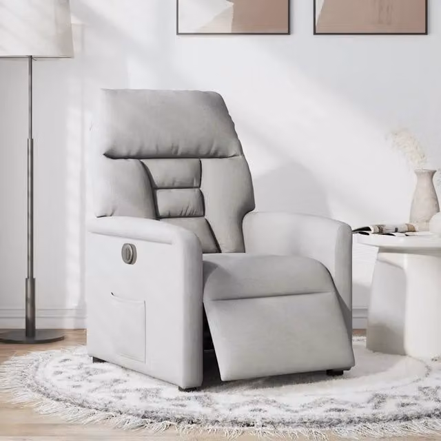 Poltrona elettrica reclinabile relax vidaXL in tessuto grigio con braccioli e struttura moderna – 1