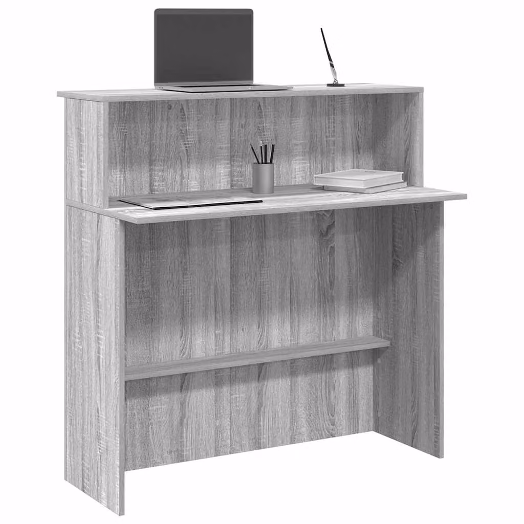 vidaXL Banco Reception Moderno in Legno Multistrato Grigio, L 100 cm x P 50 cm x H 103,5 cm
