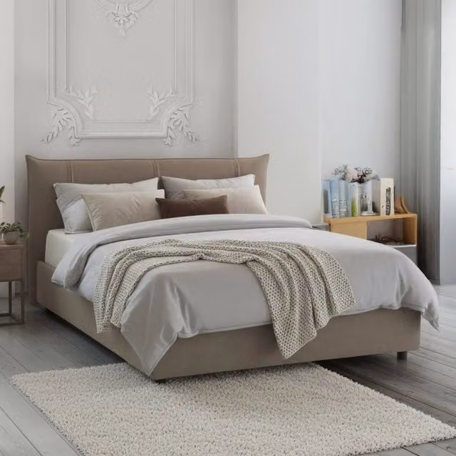 Letto Matrimoniale Geras Talamo Italia con Materasso e Contenitore a Alzata, Grigio, L/P/H: 160 x 200 x 175 cm