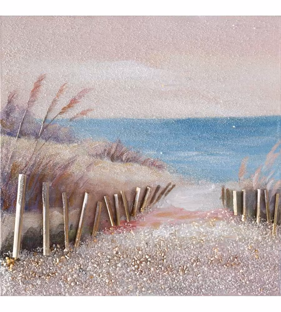 Quadro Dipinto su Tela 'Spiaggia' 30x30 cm - Stampa Artistica Certificata FSC