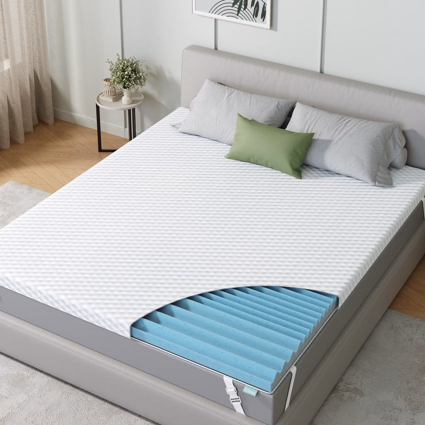 Materasso in gel e schiuma fredda, 7,5 cm di spessore, 90x200 cm, con supporto a 5 zone, rivestimento lavabile