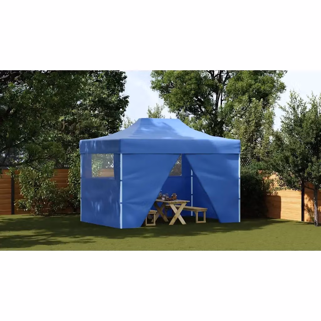Tenda Pieghevole Pop-Up Videx con 4 Pareti Laterali Blu L/P/H: 4,5 x 3 x 2,91 m – 2
