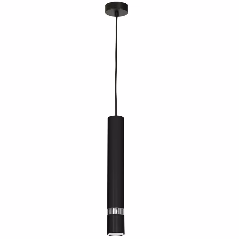 Lampada a sospensione Rondo nero/cromo, luce singola