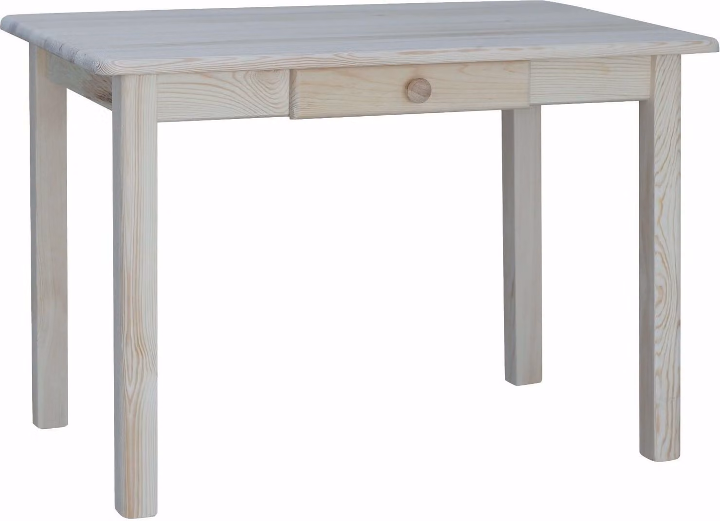 Tavolo con cassetto in legno di pino massiccio non trattato 100 x 60 cm