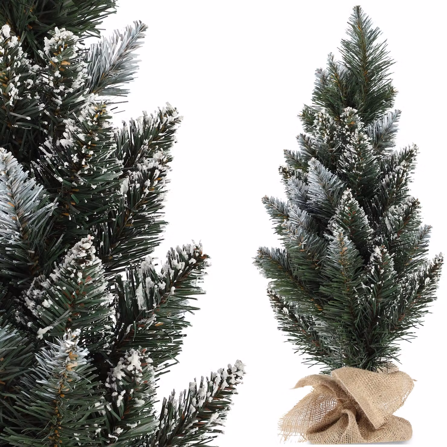 KADAX piccolo albero di Natale artificiale da 60 cm, albero di Natale decorativo, pino innevato in plastica PVC
