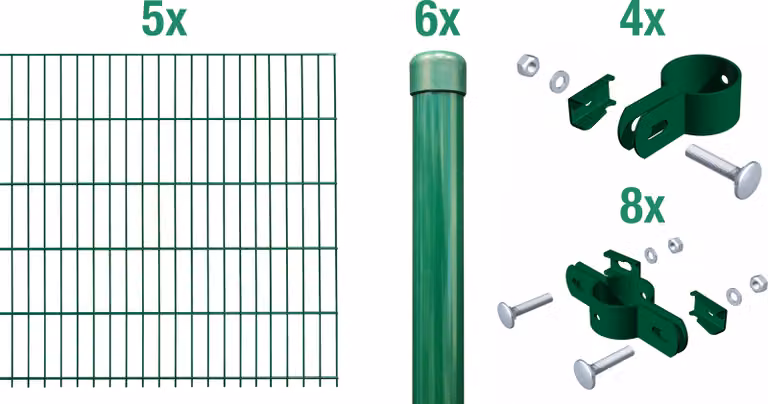 Alberts 643584 Recinzione a doppia rete metallica come set completo di 23 pezzi, zincato a caldo, altezza 100 cm, lunghezza 10 m