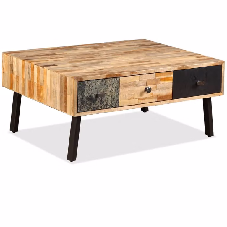 Tavolino da Salotto in Legno di Teak di Recupero 90x65x40 cm