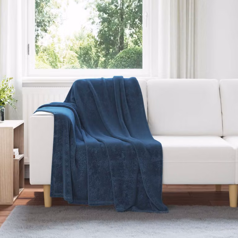 Coperta in pile vidaXL blu, L 130 cm x P 150 cm