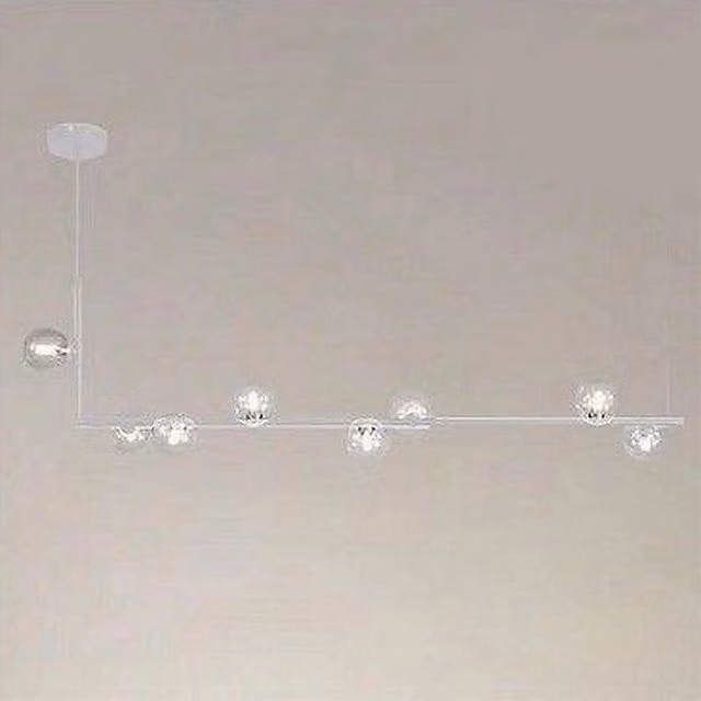 Lampadario a sospensione Trade Shop con 8 sfere in vetro trasparente e metallo bianco, design moderno, lampadine G9, altezza regolabile – 1