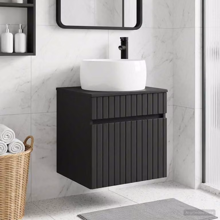 Mobile lavabo da parete vidaXL moderno in nero opaco L/P/H: 49 x 44,5 x 66 cm