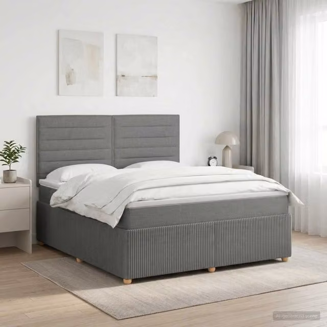 Letto box spring con materasso ibrido vidaXL Grigio Scuro L/P: 140 x 200 cm – 1