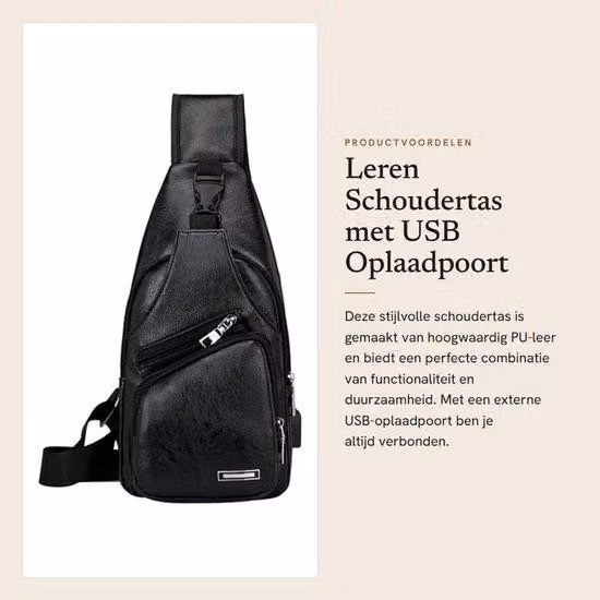 Borsa da scrivania Lederer con porta USB per la ricarica, ideale per uomini