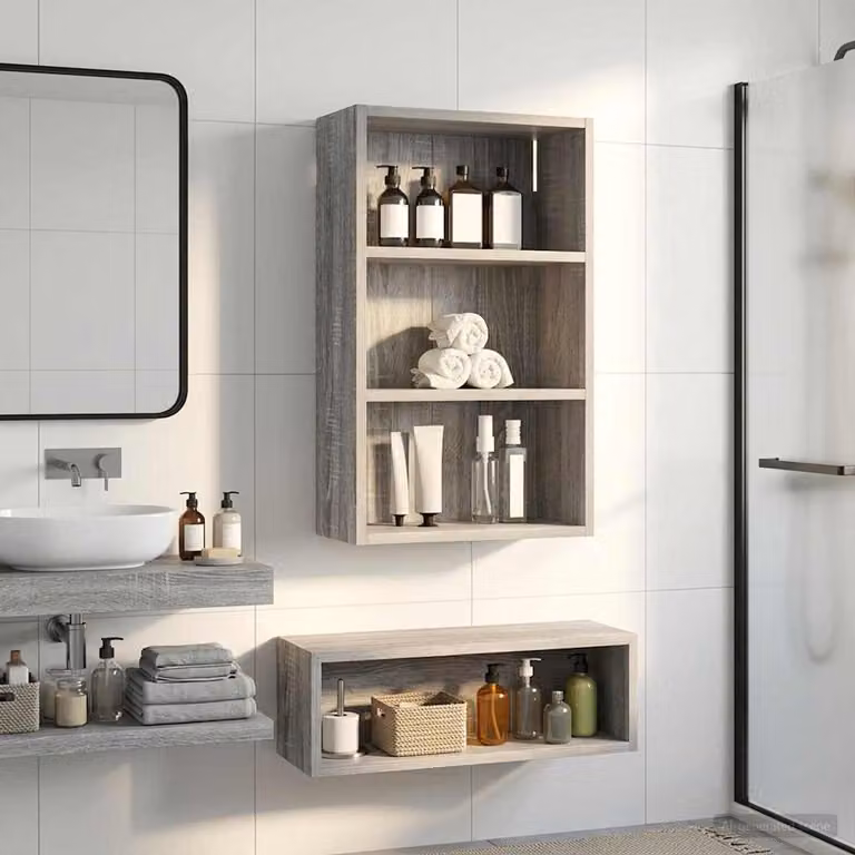 Armadio da bagno a muro vidaXL moderno in MDF grigio opaco L: 40 cm, P: 16 cm, H: 62,5 cm
