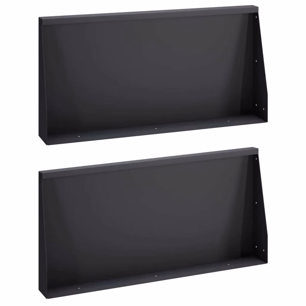 Set di 2 muri di contenimento per aiuole rialzate Videx in acciaio nero, L: 80 cm, P: 12 cm, H: 50 cm – 2