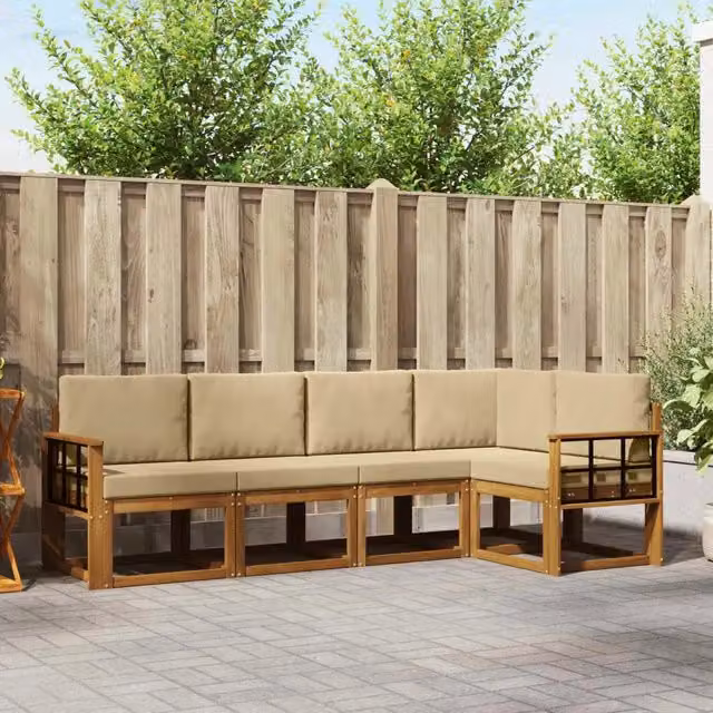 Set di divani da esterno 5 pz Naturale e Beige 3366406
