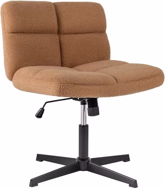 Sedia da ufficio moderna in ecopelle e boucle marrone con rotazione a 360 gradi e base in metallo