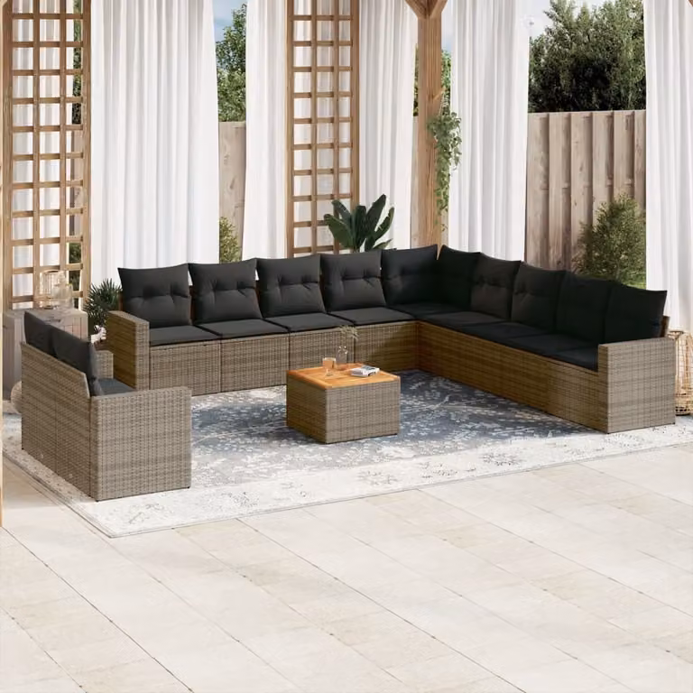 Maison Exclusive - Set divani da giardino 12 pezzi con cuscini grigio polyrattan