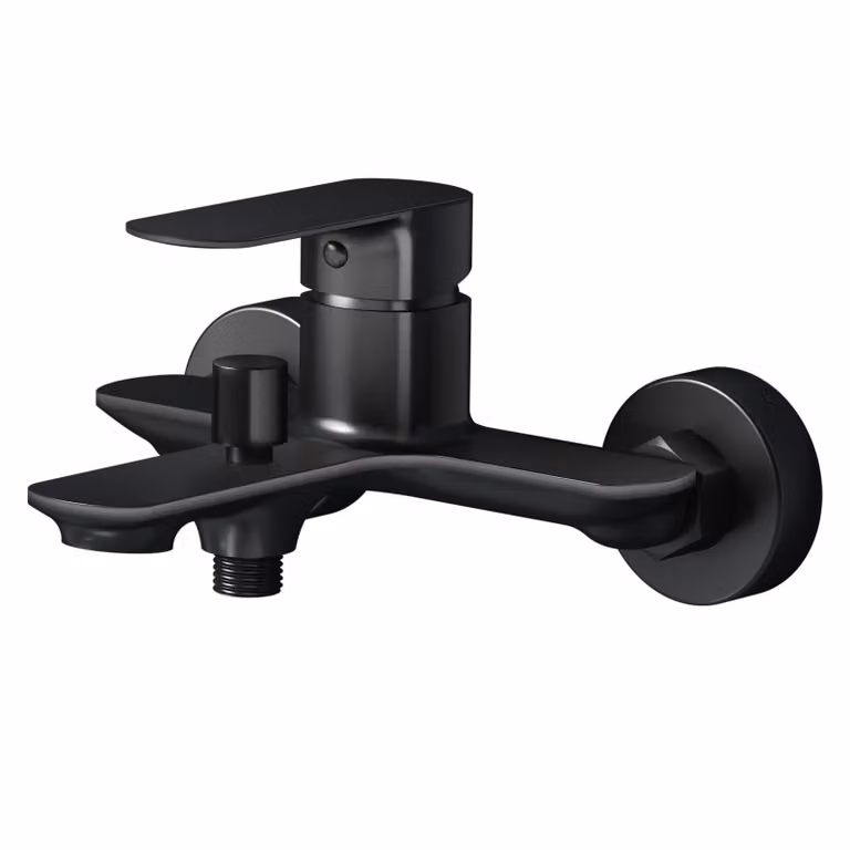 EMKE Rubinetteria per bagno Rubinetto miscelatore monocomando per vasca da bagno in ottone, montaggio a parete Miscelatore per vasca da bagno nero opaco