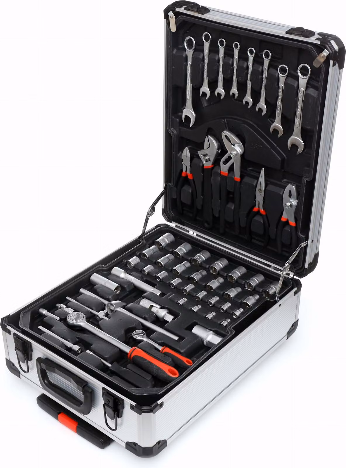 Set di utensili 188 pezzi pinze, martello, cricchetto reversibile, chiave inglese in valigetta di alluminio