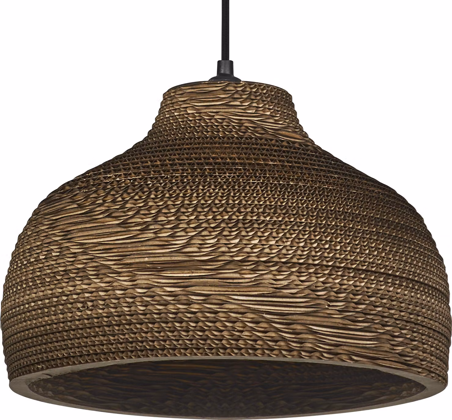 OSRAM lampada a sospensione Decor Cardboard Hat marrone in cartone ondulato, leggera, E27, diametro 360 mm, paralume in materiale riciclato, sostenibile grazie alla sorgente luminosa sostituibile, facile installazione