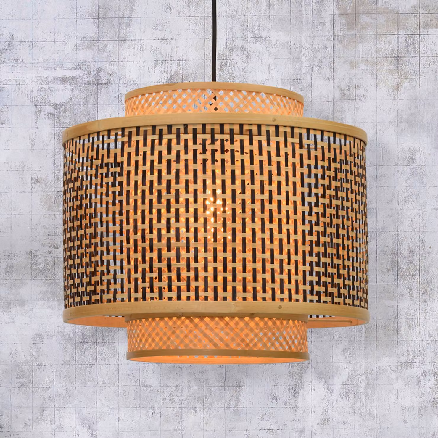Good & Mojo Lampada a sospensione Bhutan, dimmerabile, Legno chiaro, Soggiorno / Sala da pranzo, bambù, Design, Lampada a sospensione