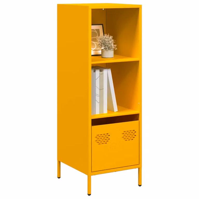 Credenza vidaXL in metallo giallo senape, modello classico da appendere a parete, L/P/H: 35 x 39 x 103,5 cm