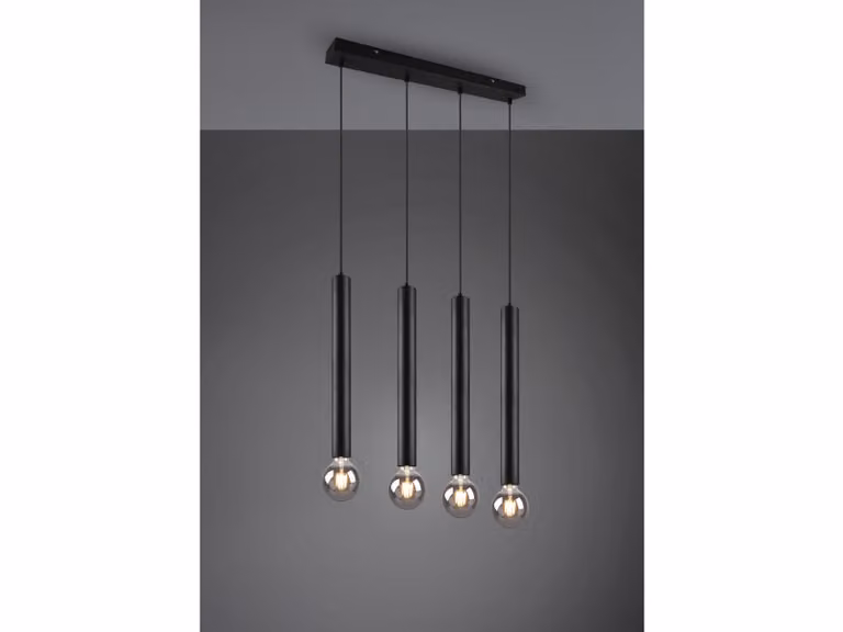 Lampada a sospensione, metallo nero opaco, regolabile in altezza, H 150 cm