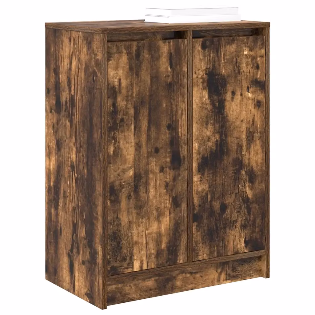 Scarpiera moderna HELLOSHOP26 in legno composito rovere affumicato con ante a battente e ripiani interni, L: 57 cm, P: 34 cm, H: 76 cm – 2