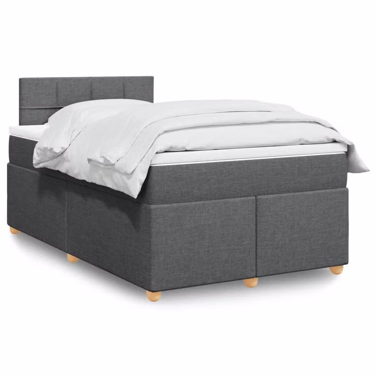 vidaXL Letto Ibrido con Materasso in Tessuto Grigio e Bianco, Struttura in Legno di Pino, L/P/H: 120 x 200 x 100,5 cm