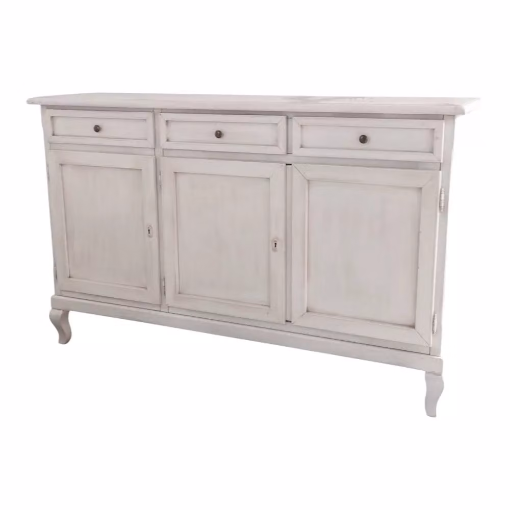 Madia credenza con 3 porte in stile shabby chic bianco anticato Mobili 2G L: 155 cm, P: 45 cm, H: 98 cm