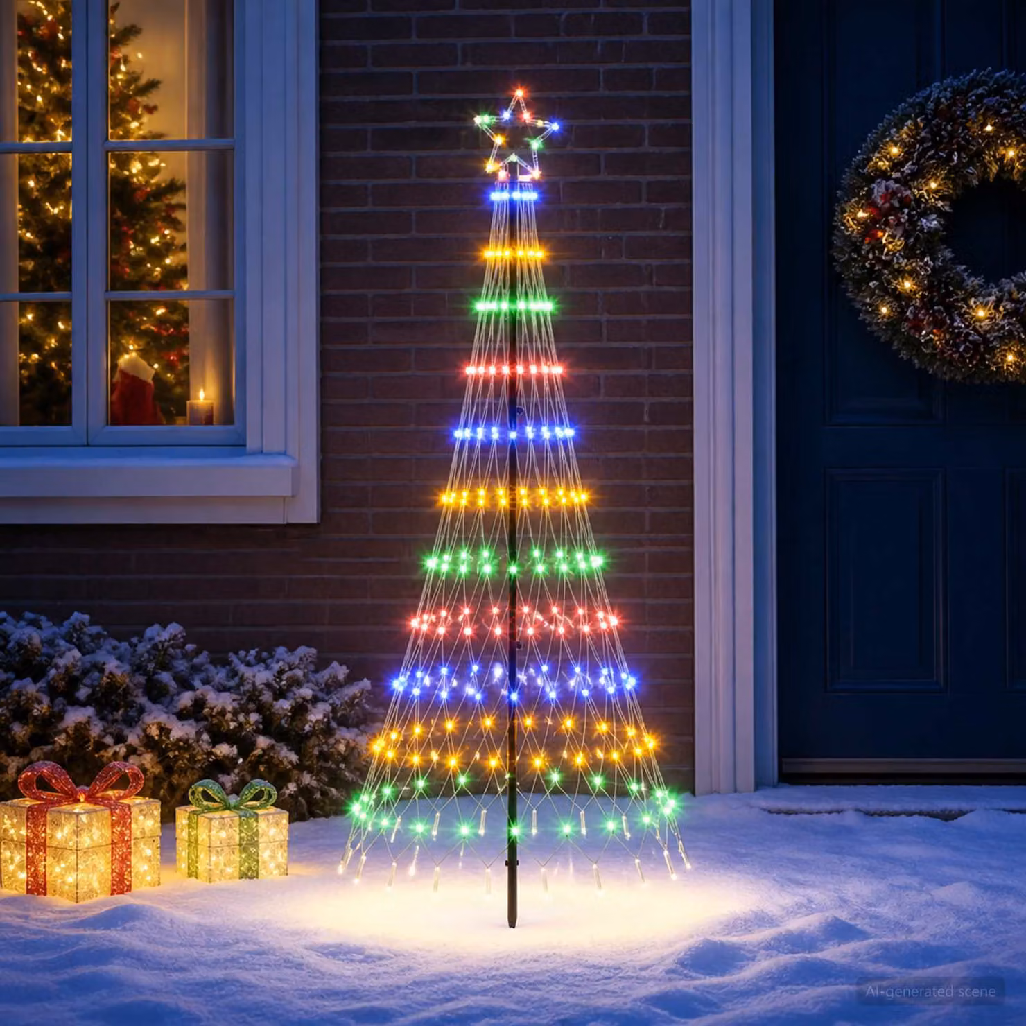 vidaXL Albero di Natale LED 180 cm 230 LED Multicolore Ferro Nero