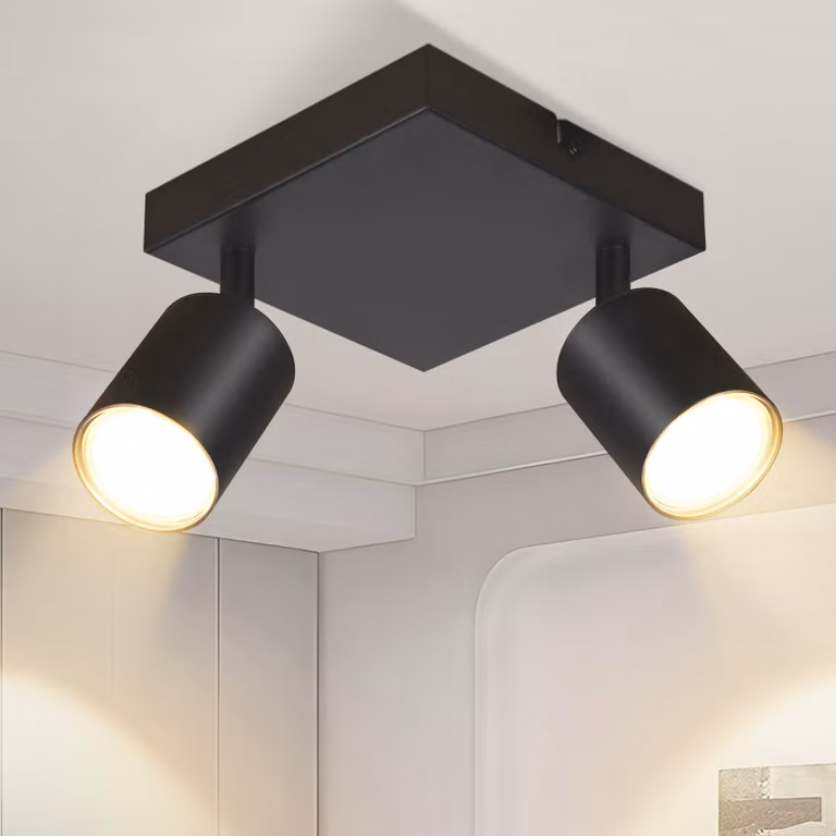 ZMH plafoniera soggiorno 2 fiamme plafoniera GU10 moderno faretto nero corridoio girevole soffitto spot cucina lampada interna LED spot senza lampadina