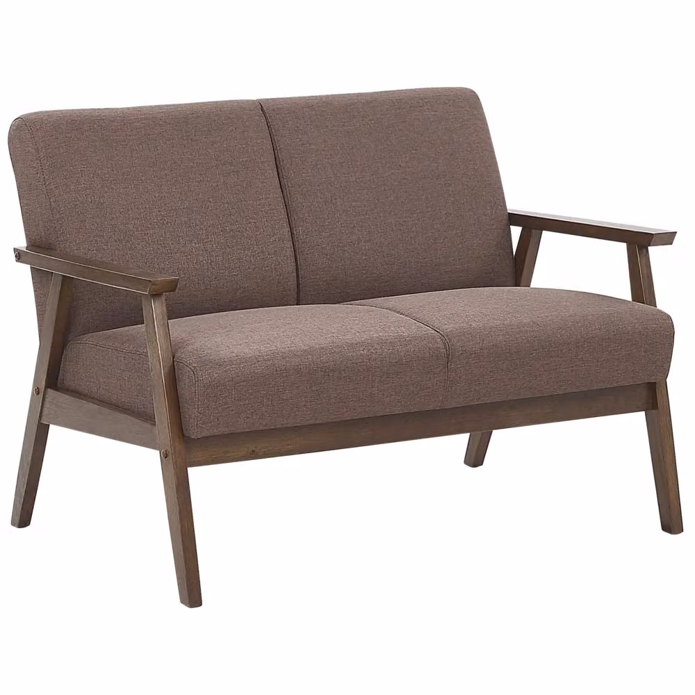 Divano Beliani 2 posti design retrò marrone con struttura in legno e rivestimento in tessuto – 2