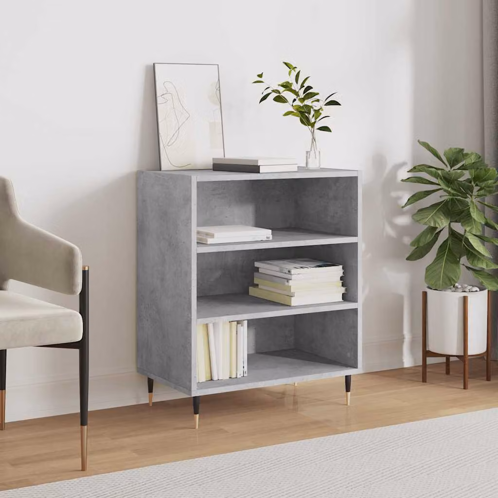Credenza moderna vidaXL in legno multistrato e metallo, Grigio Cemento, L: 57 cm, P: 35 cm, H: 70 cm