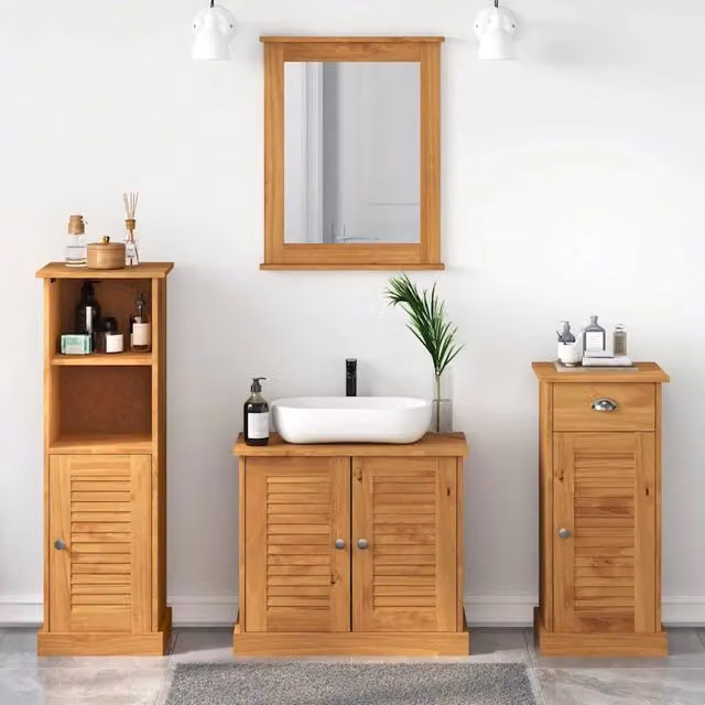 Set di mobili per il bagno VIGO 4 pz Marrone miele 3328545