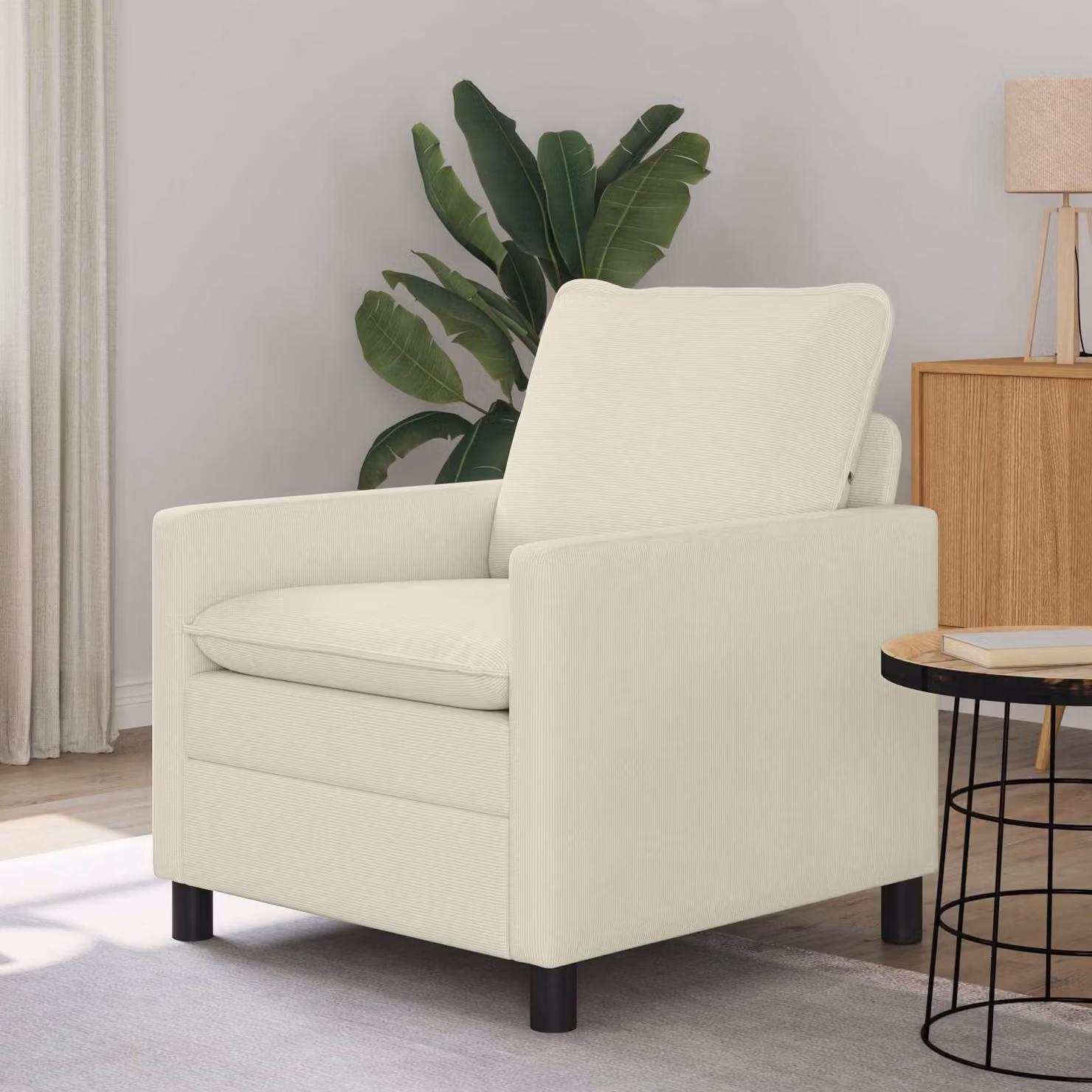 Divano vidaXL in tessuto beige per soggiorno e ufficio, L: 76 cm, P: 81 cm, H: 87,5 cm
