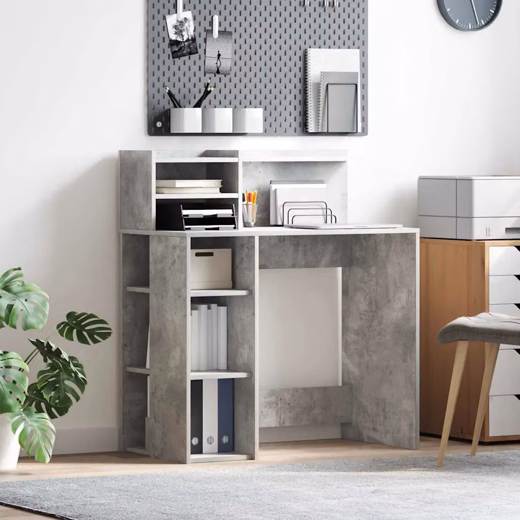 Scrivania moderna vidaXL in legno ingegnerizzato MDF, Grigio, L: 101,5 cm, P: 60 cm, H: 75 cm