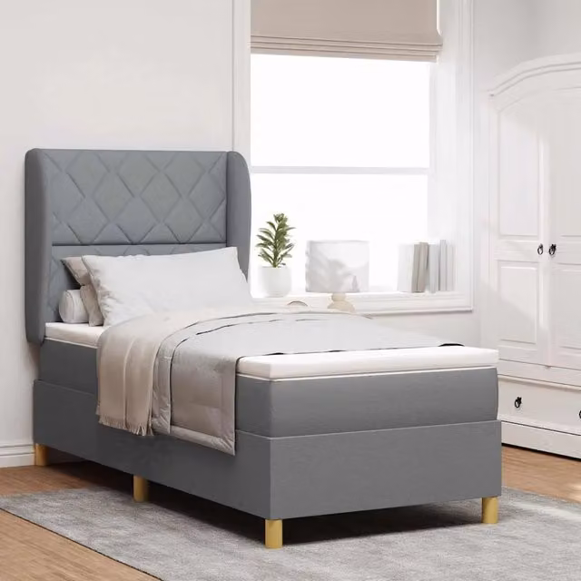 Letto a molle con testiera Grigio chiaro 190 x 90 cm Tessuto 3340788