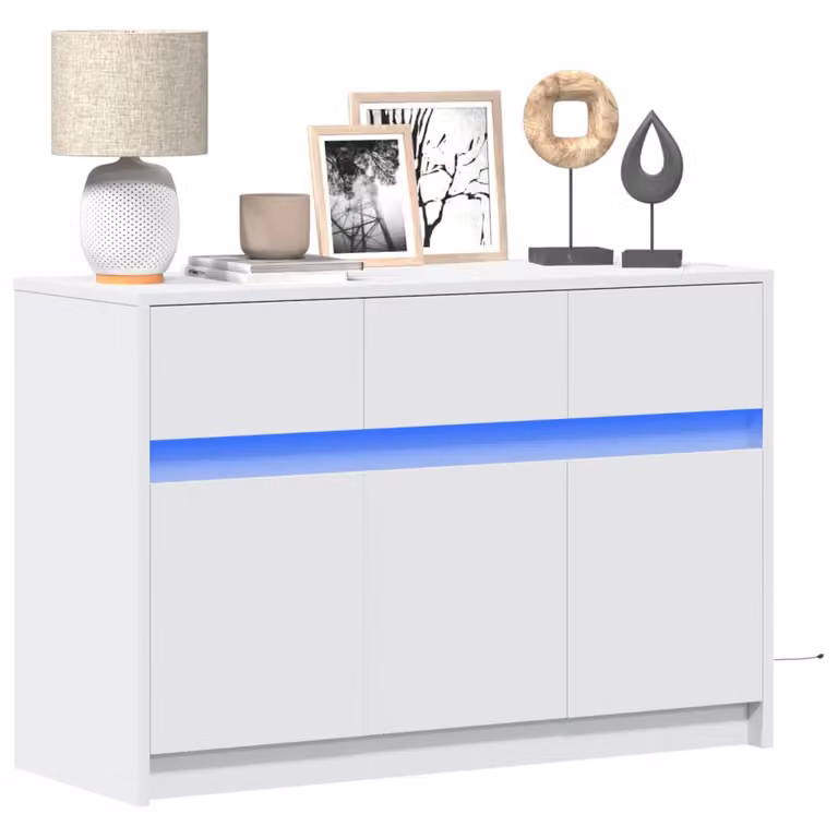 vidaXL Mobile Porta TV Moderno Bianco con Illuminazione LED Integrata L 91 cm, P 34 cm, H 61 cm