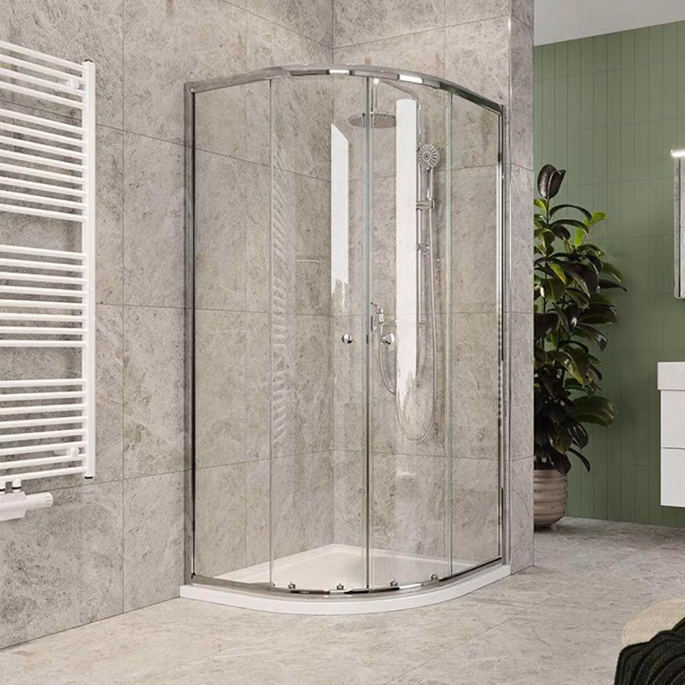Mereo Cabina doccia, Kora Lite, a quarto di cerchio, R 550, a scomparsa, 80x80 cm, cromo ALU, vetro trasparente - CK35133Z